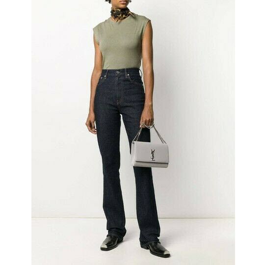 Saint Laurent Monogram Kate New Small Grey Leather Cross Body Bag