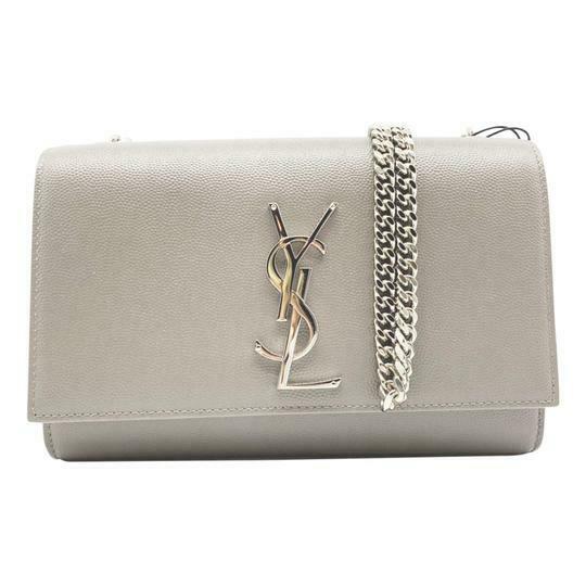 Saint Laurent Monogram Kate New Small Grey Leather Cross Body Bag