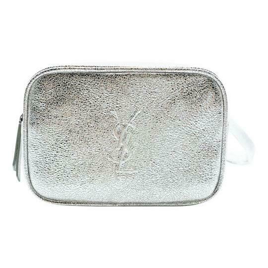 Saint Laurent Camera Bag Lou Monogram Silver Leather Satchel