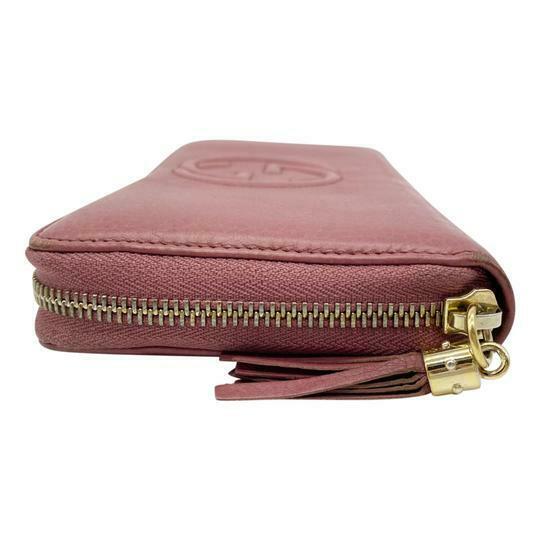 Gucci Pink Soho Pebbled Calfskin Zip Around Wallet