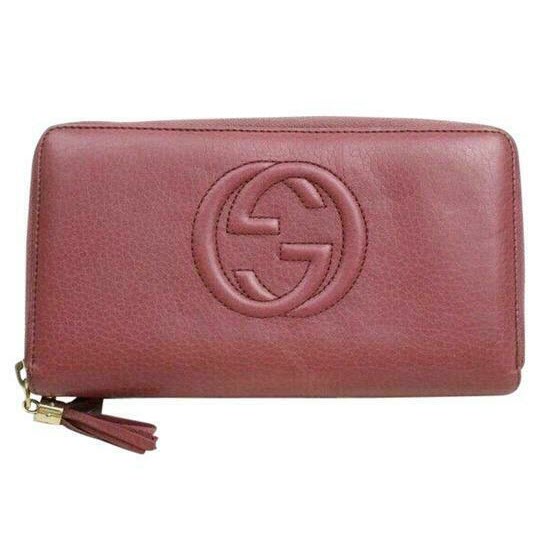 Gucci Pink Soho Pebbled Calfskin Zip Around Wallet