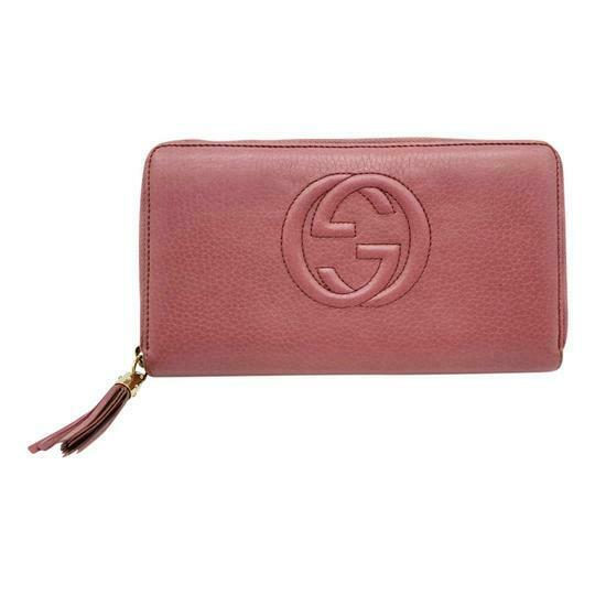 Gucci Pink Soho Pebbled Calfskin Zip Around Wallet