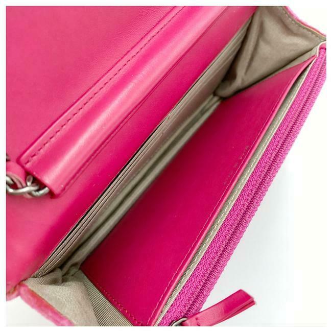 Chanel Boy Wallet on Chain Quilted Woc Pink Velvet Cross Body Bag