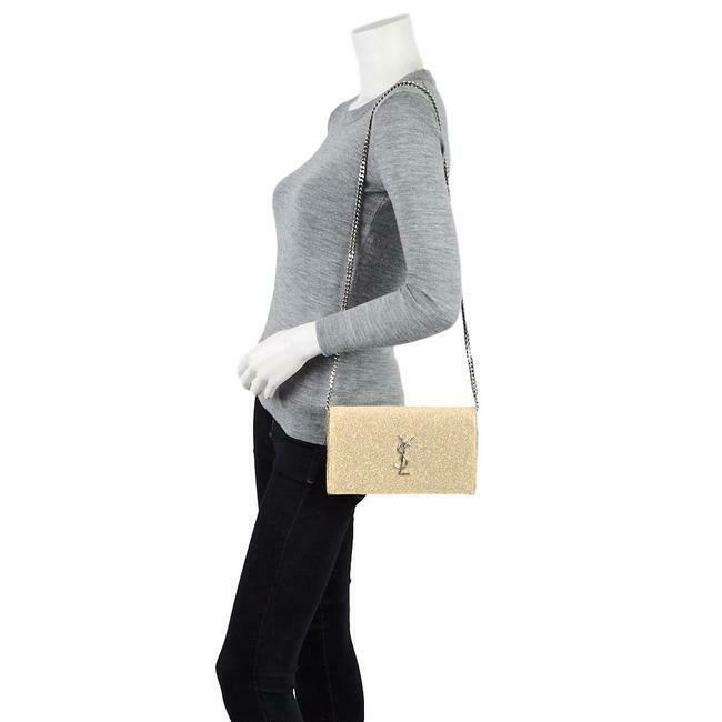 Saint Laurent Monogram Kate Chain Wallet Medium WOC Sparkle Gold