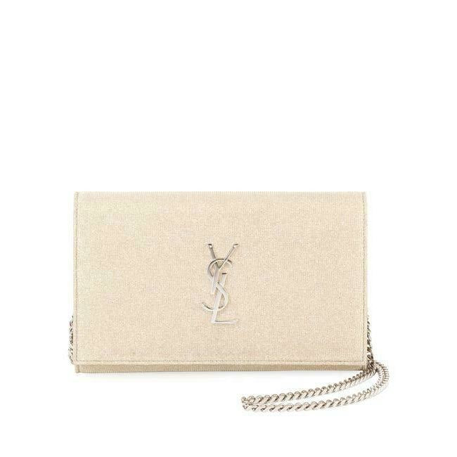Saint Laurent Monogram Kate Chain Wallet Medium WOC Sparkle Gold