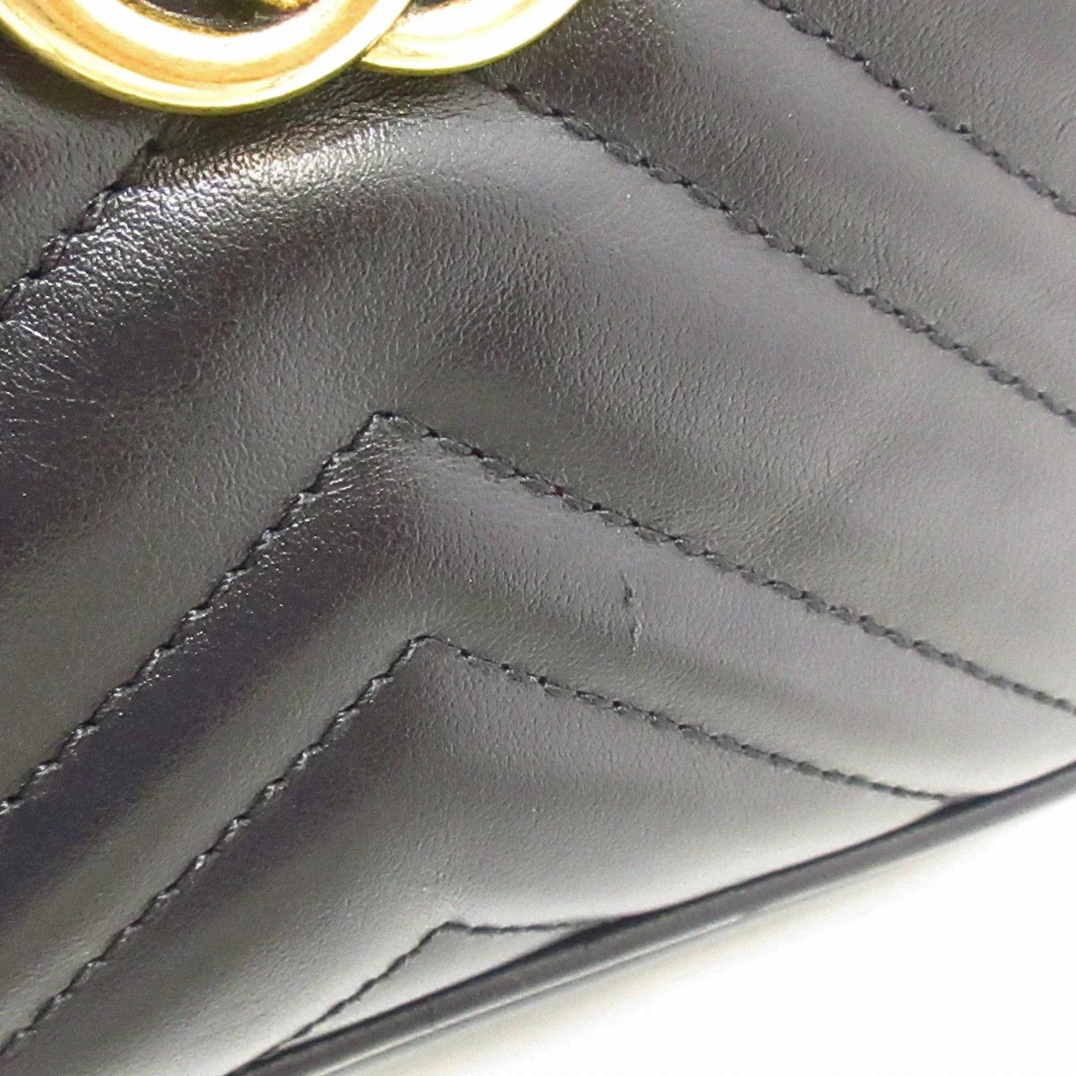 GUCCI Calfskin Matelasse Mini GG Marmont Chain Shoulder Bag Black