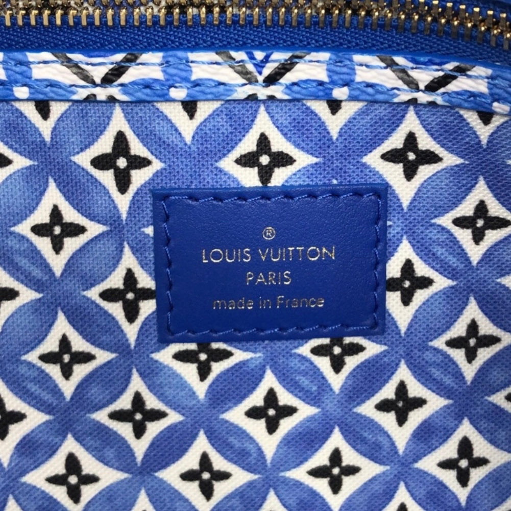 Louis Vuitton Blue Monogram Velvet Match Neverfull mm Tote with Pouch 24lv517s
