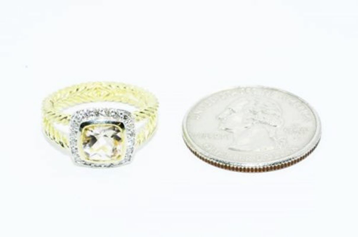 David Yurman Petite Albion Morganite Diamond 18K Gold Ring Size 6