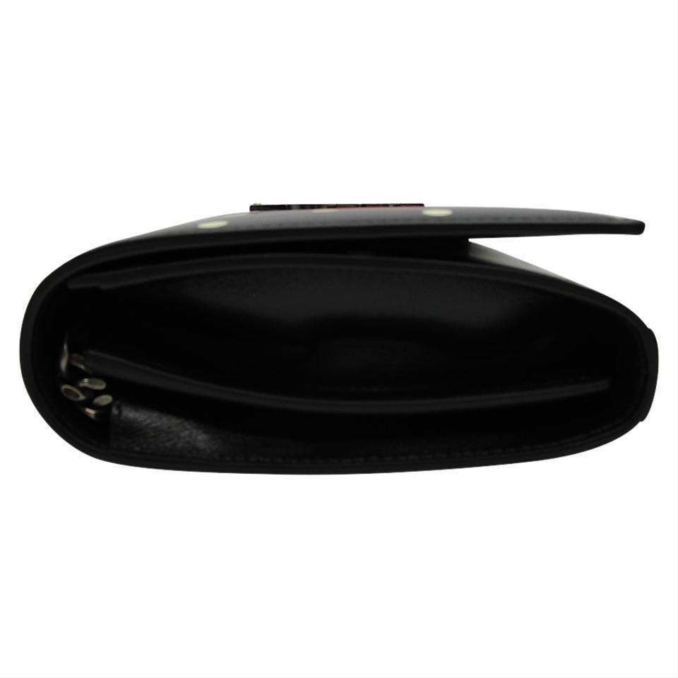 Saint Laurent Chain Wallet Monogram Kate Polka Dot Rose Medium Black Calfskin