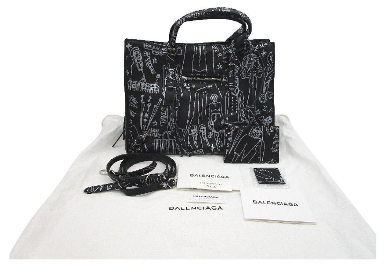 Balenciaga Mini Paper A6 Black Leather Tote $1890