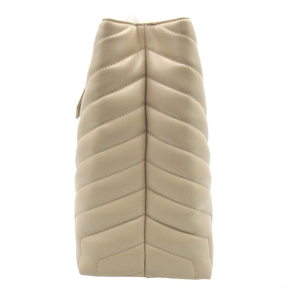 Saint Laurent Monogram Loulou Large Monogram Poudre Chain Beige Leather Tote