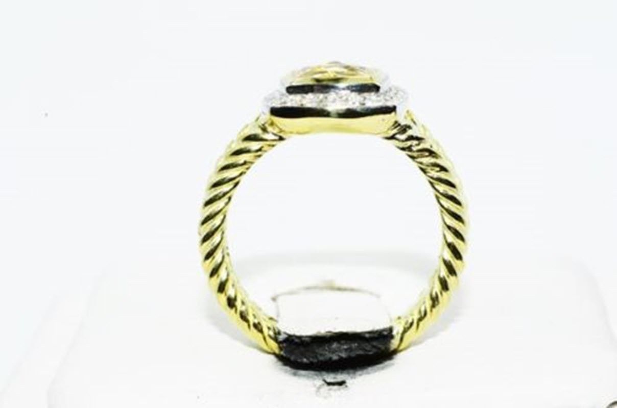 David Yurman Petite Albion Morganite Diamond 18K Gold Ring Size 6