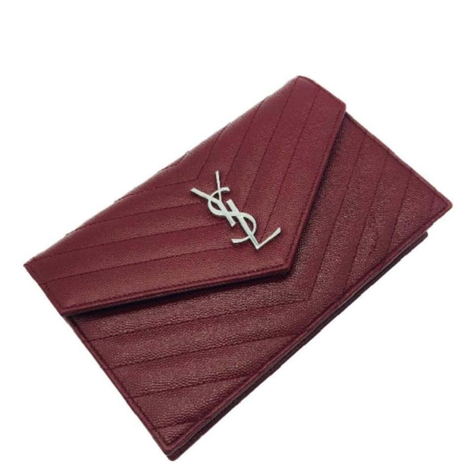 Saint Laurent Chain Wallet Monogram Crossbody WOC Envelope Burgundy Palissandre