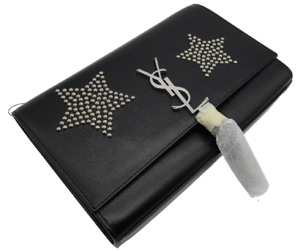 Saint Laurent Monogram Kate Monogram Medium Tassel Stars Black Calfskin Leather