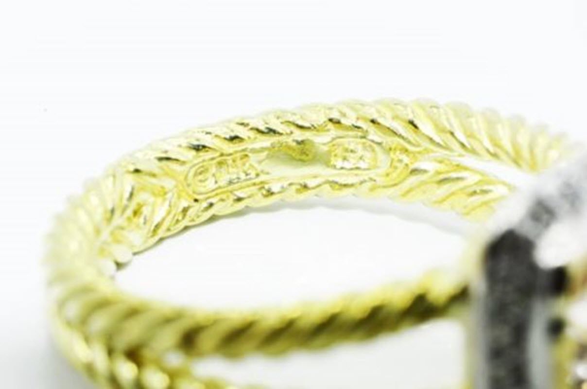 David Yurman Petite Albion Morganite Diamond 18K Gold Ring Size 6