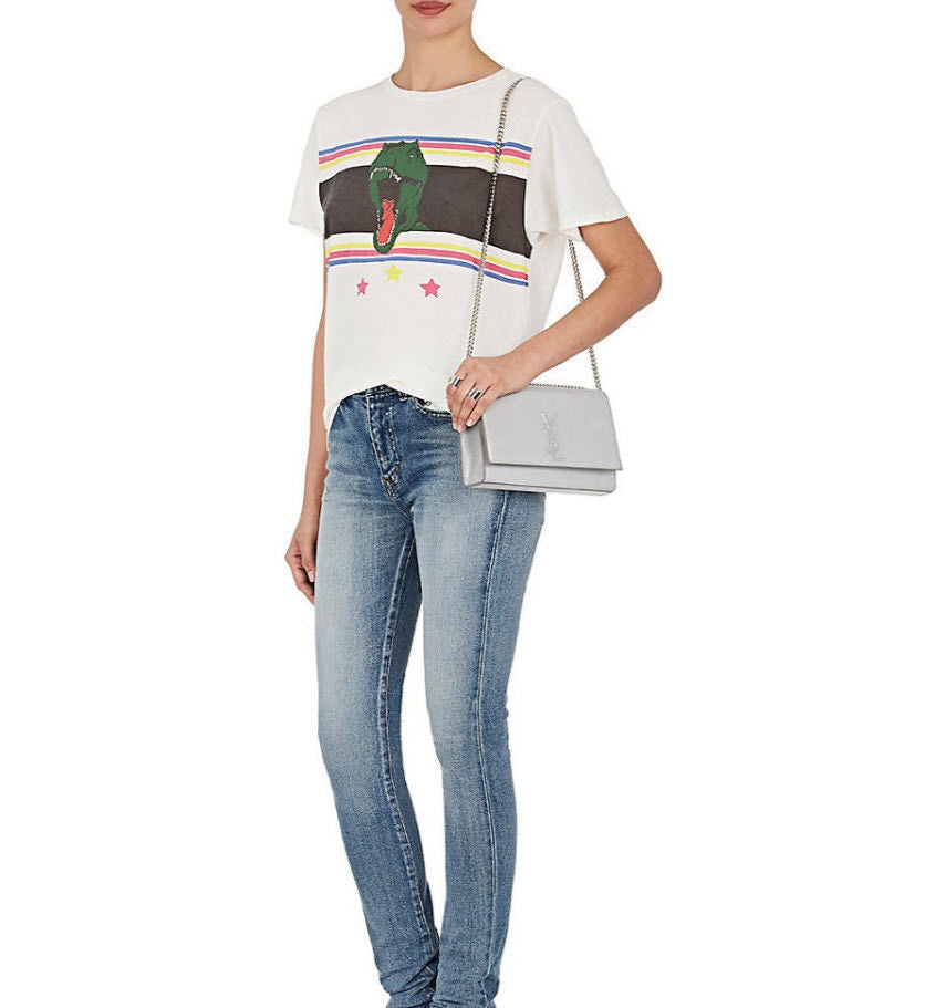 Saint Laurent Medium Kate Monogram Suede Silver Chain Crossbody $1850 YSL - MyDesignerly