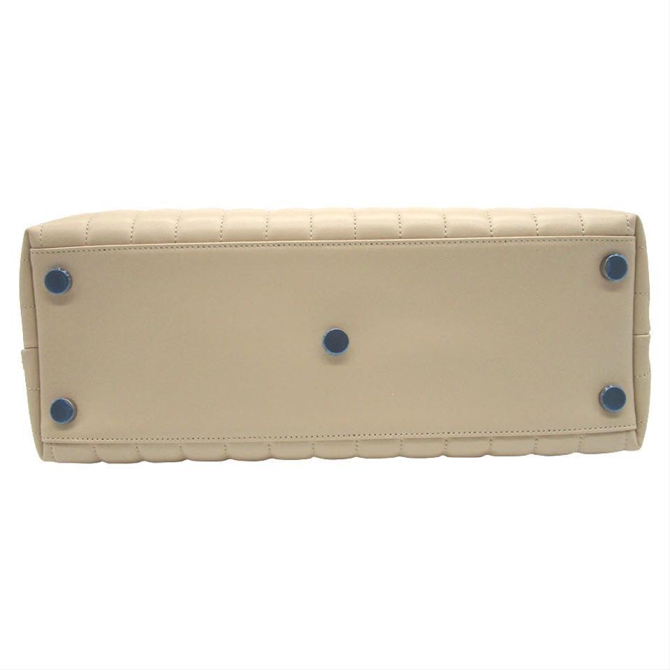 Saint Laurent Monogram Loulou Large Monogram Poudre Chain Beige Leather Tote