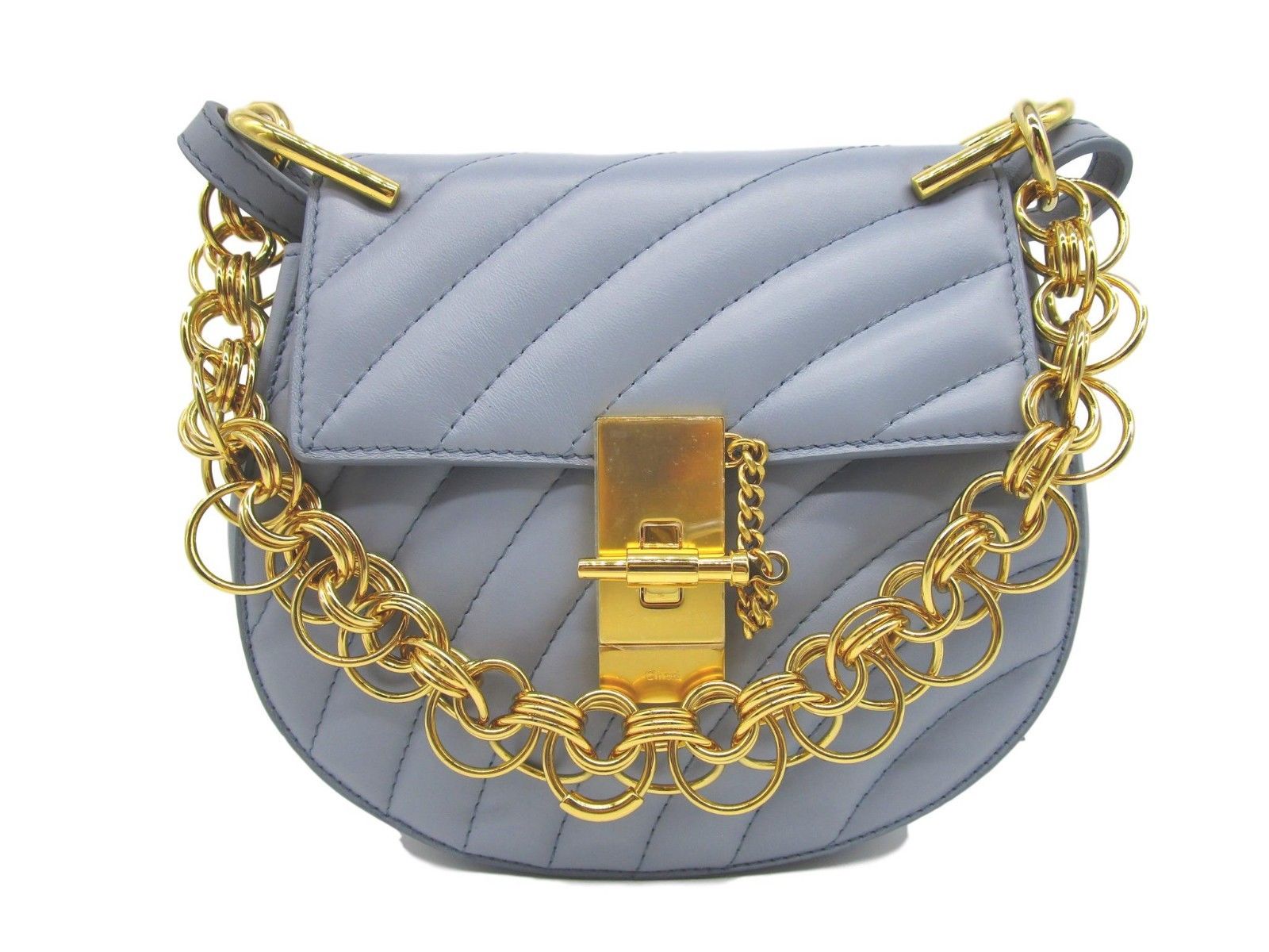 Chloe Drew Mini Bijou Leather Crossbody Washed Blue