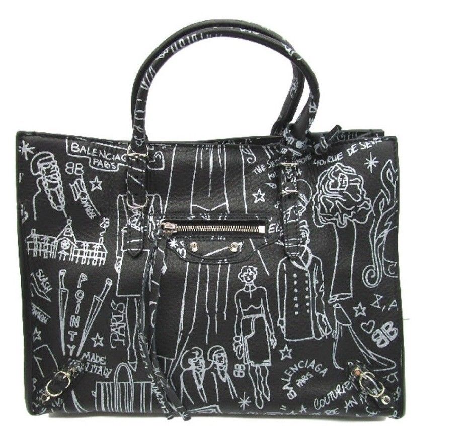 Balenciaga Mini Paper A6 Black Leather Tote $1890