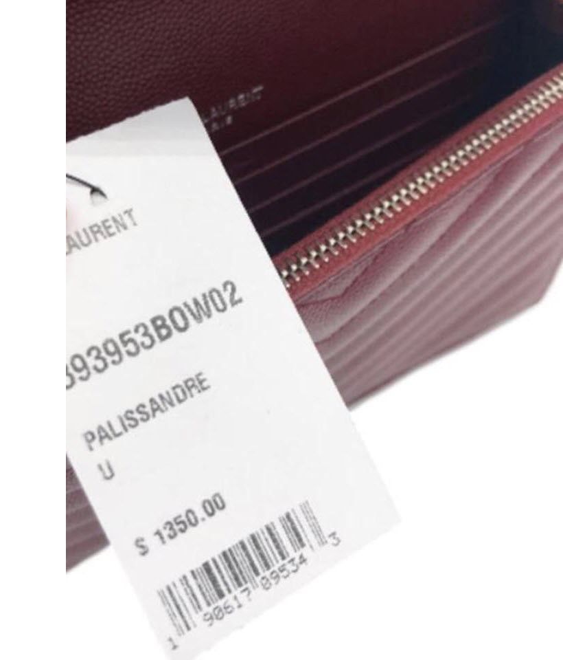 Saint Laurent Chain Wallet Monogram Crossbody WOC Envelope Burgundy Palissandre