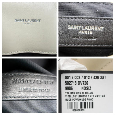 Saint Laurent Monogram Loulou Large Monogram Poudre Chain Beige Leather Tote