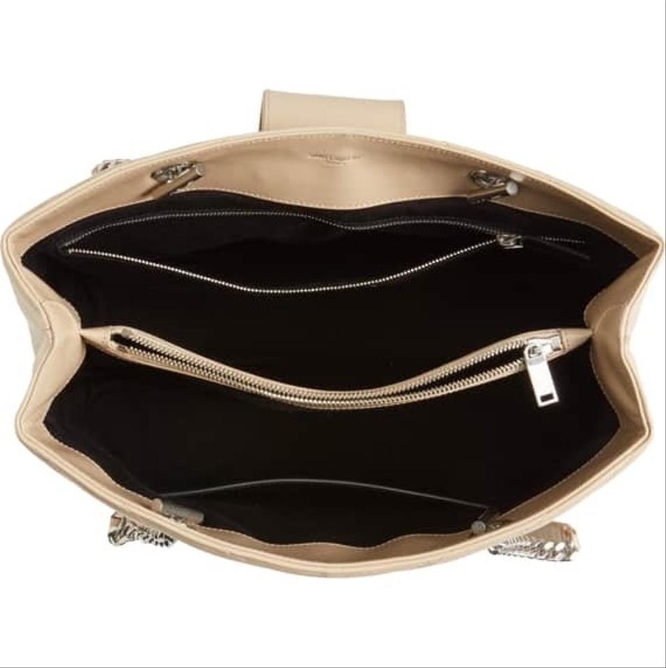 Saint Laurent Monogram Loulou Large Monogram Poudre Chain Beige Leather Tote