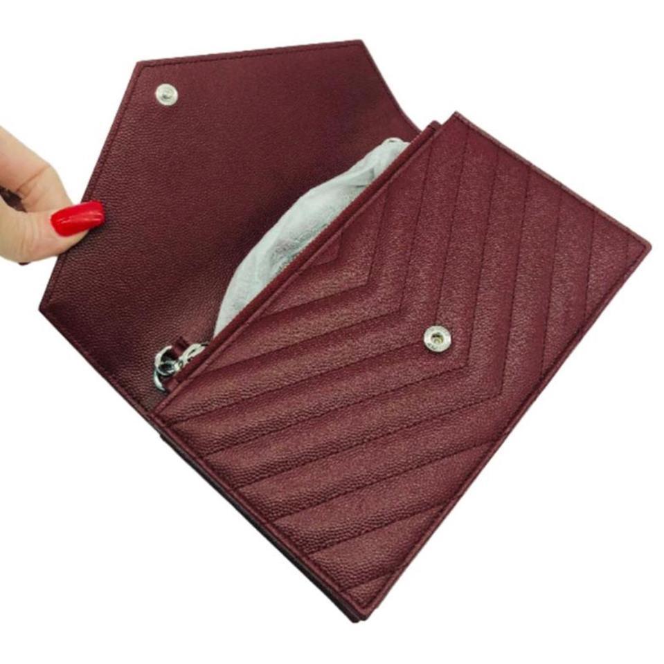 Saint Laurent Chain Wallet Monogram Crossbody WOC Envelope Burgundy Palissandre