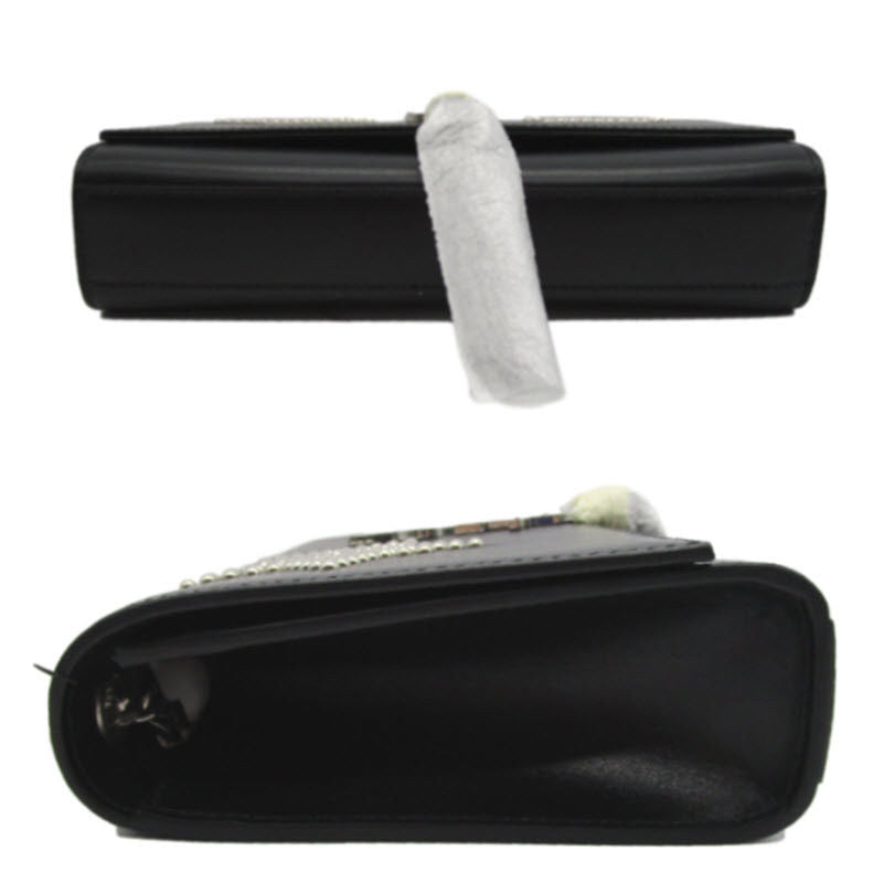 Saint Laurent Monogram Kate Monogram Medium Tassel Stars Black Calfskin Leather