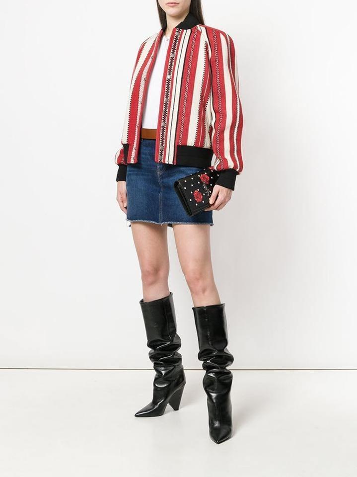 Saint Laurent Chain Wallet Monogram Kate Polka Dot Rose Medium Black Calfskin