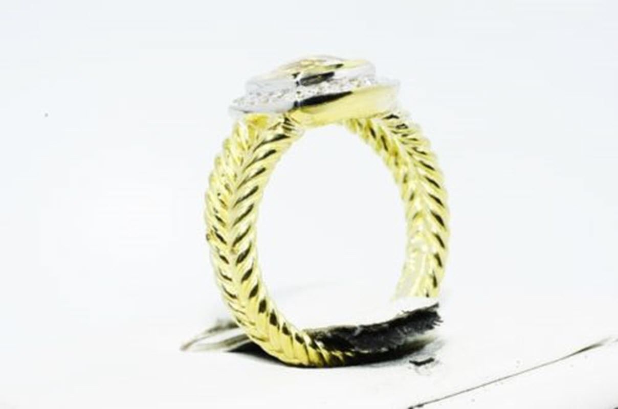 David Yurman Petite Albion Morganite Diamond 18K Gold Ring Size 6