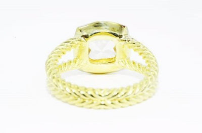 David Yurman Petite Albion Morganite Diamond 18K Gold Ring Size 6