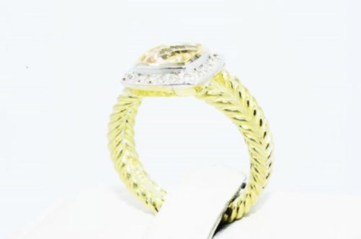 David Yurman Petite Albion Morganite Diamond 18K Gold Ring Size 6