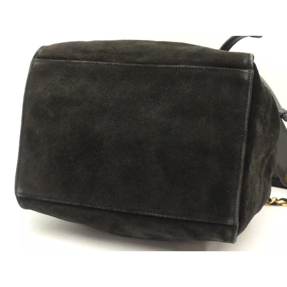 CHANEL Black Vintage Suede CC Chain Bucket Backpack Shoulder Bag - MyDesignerly