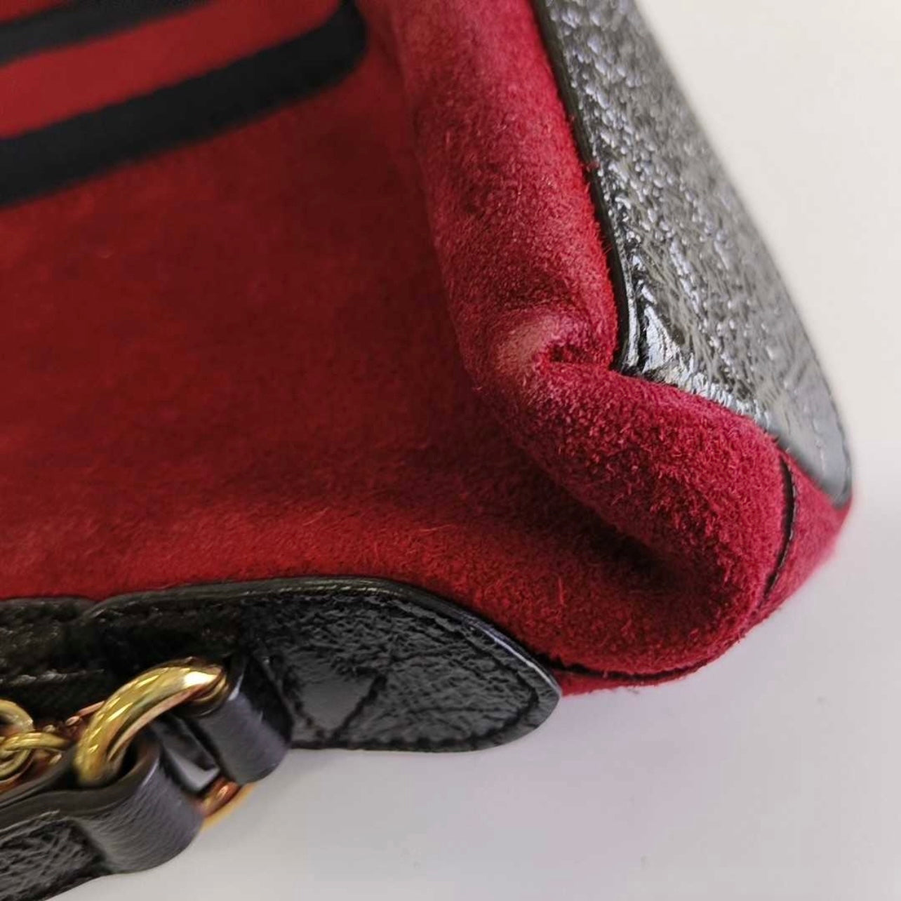 Gucci Suede Patent Web GG Small Ophidia Dome Shoulder Bag Hibiscus Red