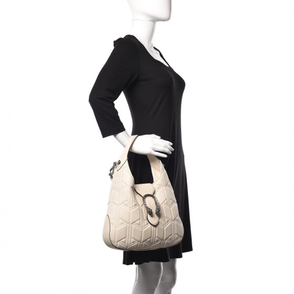 Gucci Dionysus Calfskin Quilted Small White Leather Hobo Bag