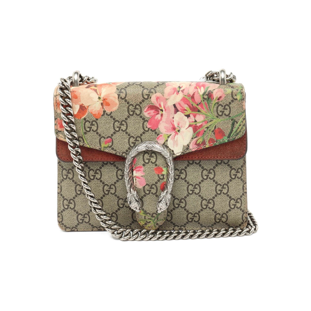Gucci GG Supreme Monogram Blooms Mini Dionysus Shoulder Bag Beige Multicolor Dry Rose