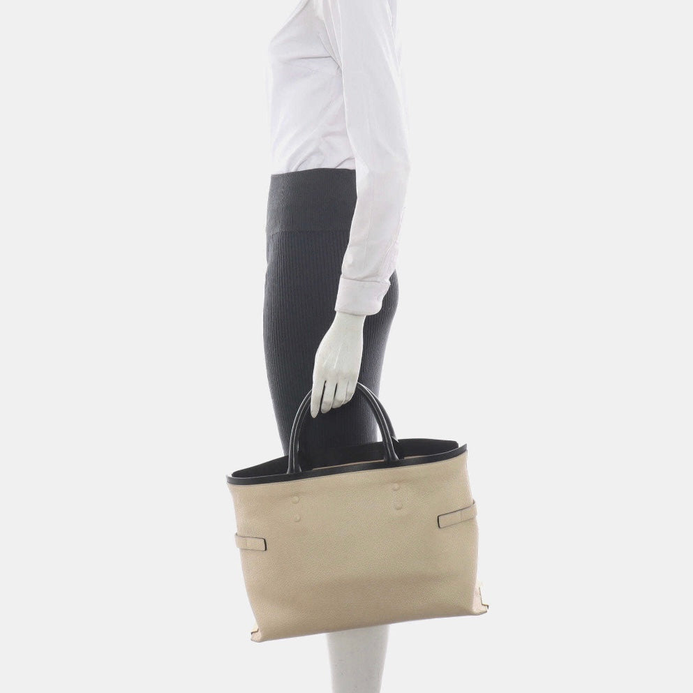 Chloe Grained Charlotte Medium Leather Tote Cream White