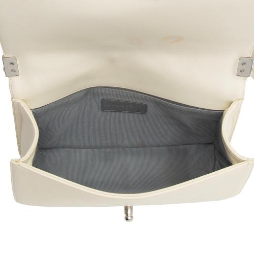 Chanel Old Medium Boy Bag Cream White Chevron MyDesignerly