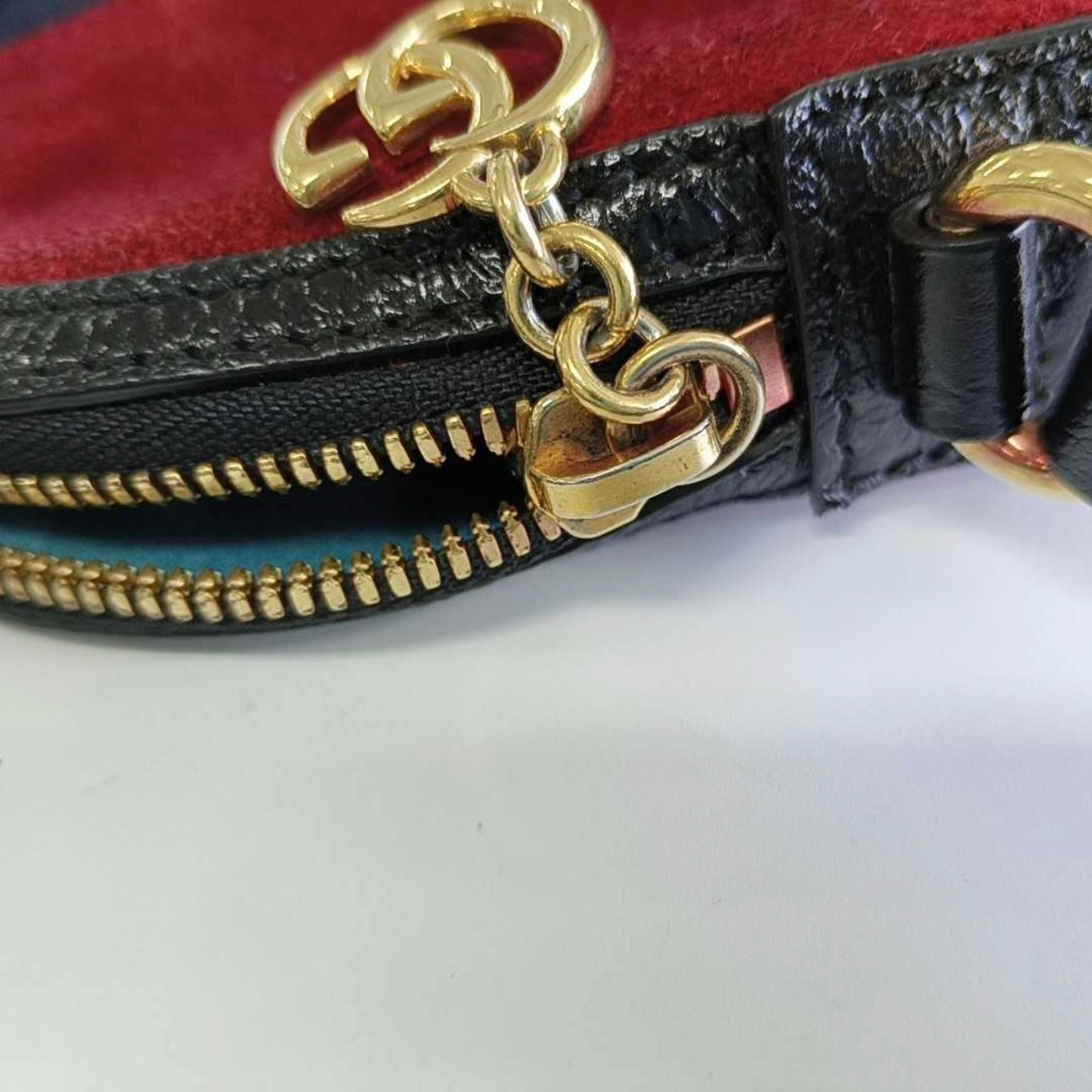 Gucci Suede Patent Web GG Small Ophidia Dome Shoulder Bag Hibiscus Red