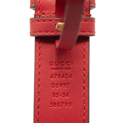 NEW GUCCI $1300 Calfskin Matelasse GG Marmont Belt Bag 85 34 Hibiscus Red