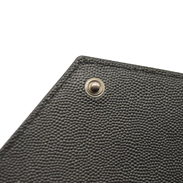 NEW SAINT LAURENT Grain De Poudre Matelasse Chevron Monogram Chain Wallet Black Noir