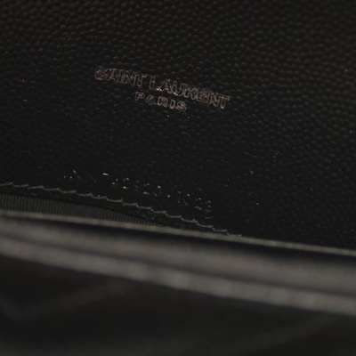 NEW SAINT LAURENT Grain De Poudre Matelasse Chevron Monogram Chain Wallet Black Noir