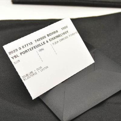 NEW SAINT LAURENT Grain De Poudre Matelasse Chevron Monogram Chain Wallet Black Noir