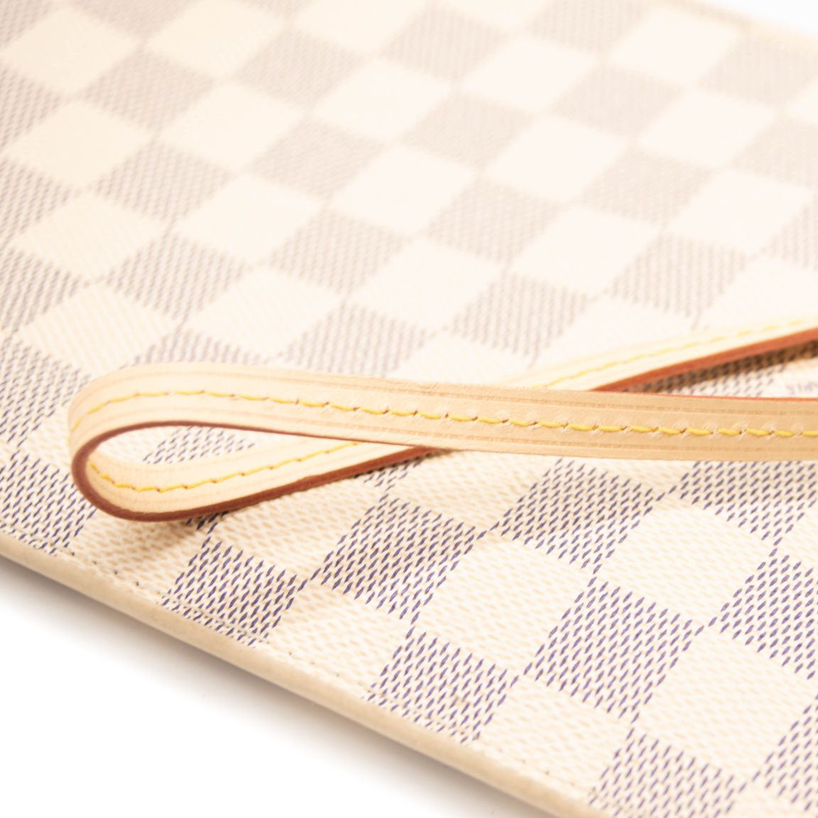 USED LOUIS VUITTON Damier Azur Neverfull MM GM Pochette in Rose Ballerine