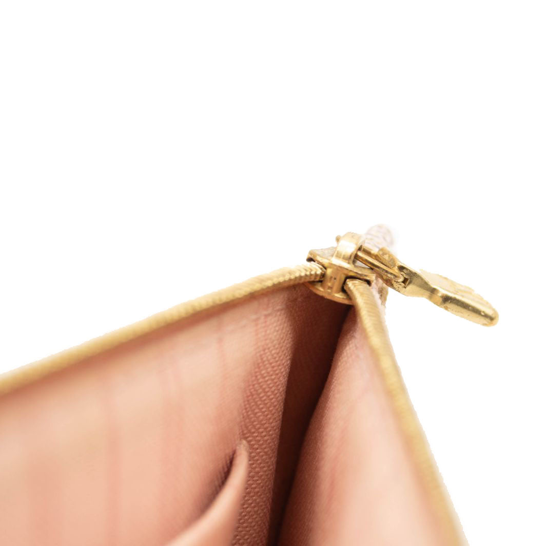 USED LOUIS VUITTON Damier Azur Neverfull MM GM Pochette in Rose Ballerine