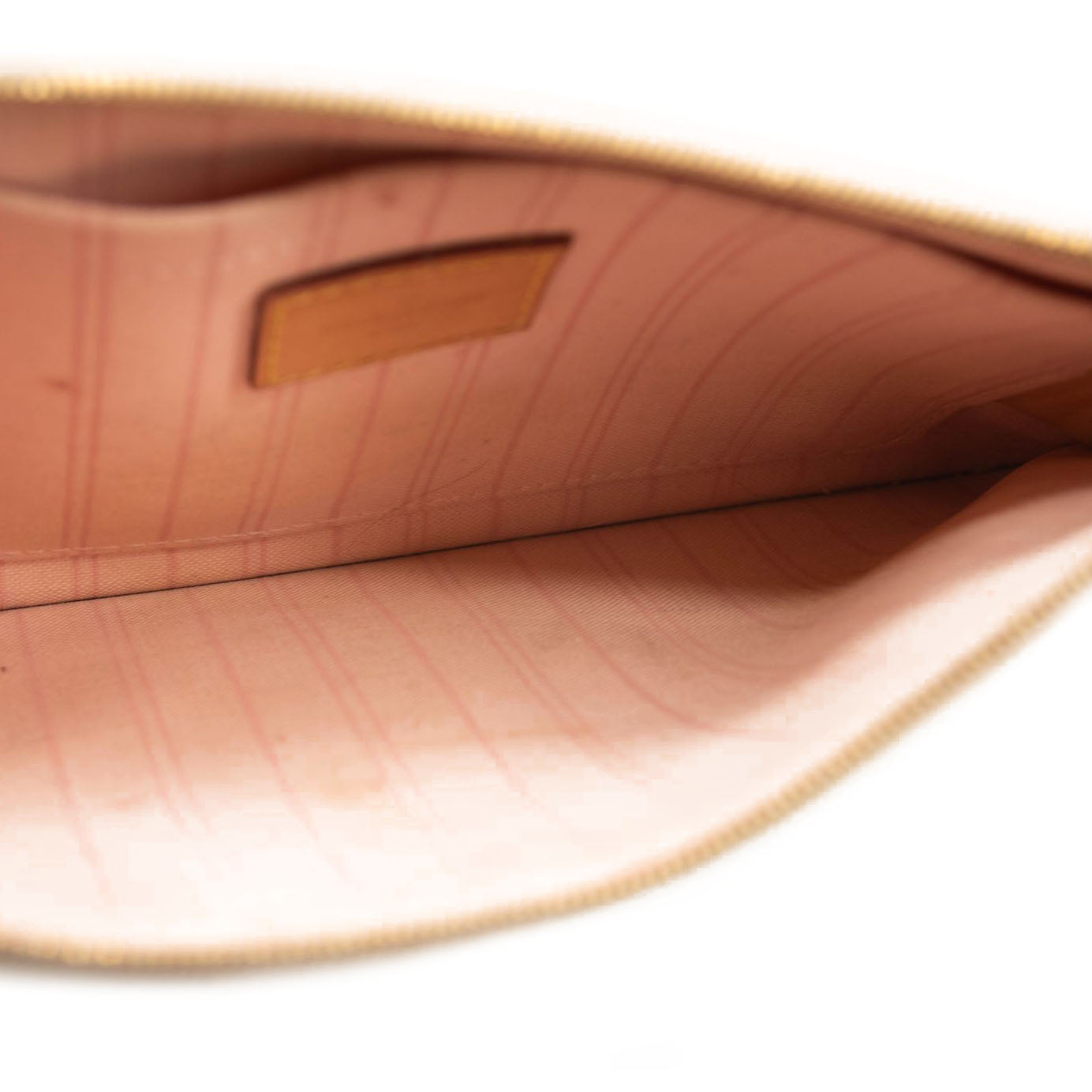 USED LOUIS VUITTON Damier Azur Neverfull MM GM Pochette in Rose Ballerine