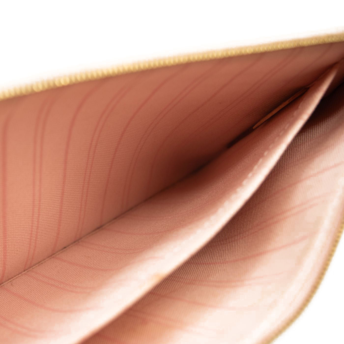 USED LOUIS VUITTON Damier Azur Neverfull MM GM Pochette in Rose Ballerine