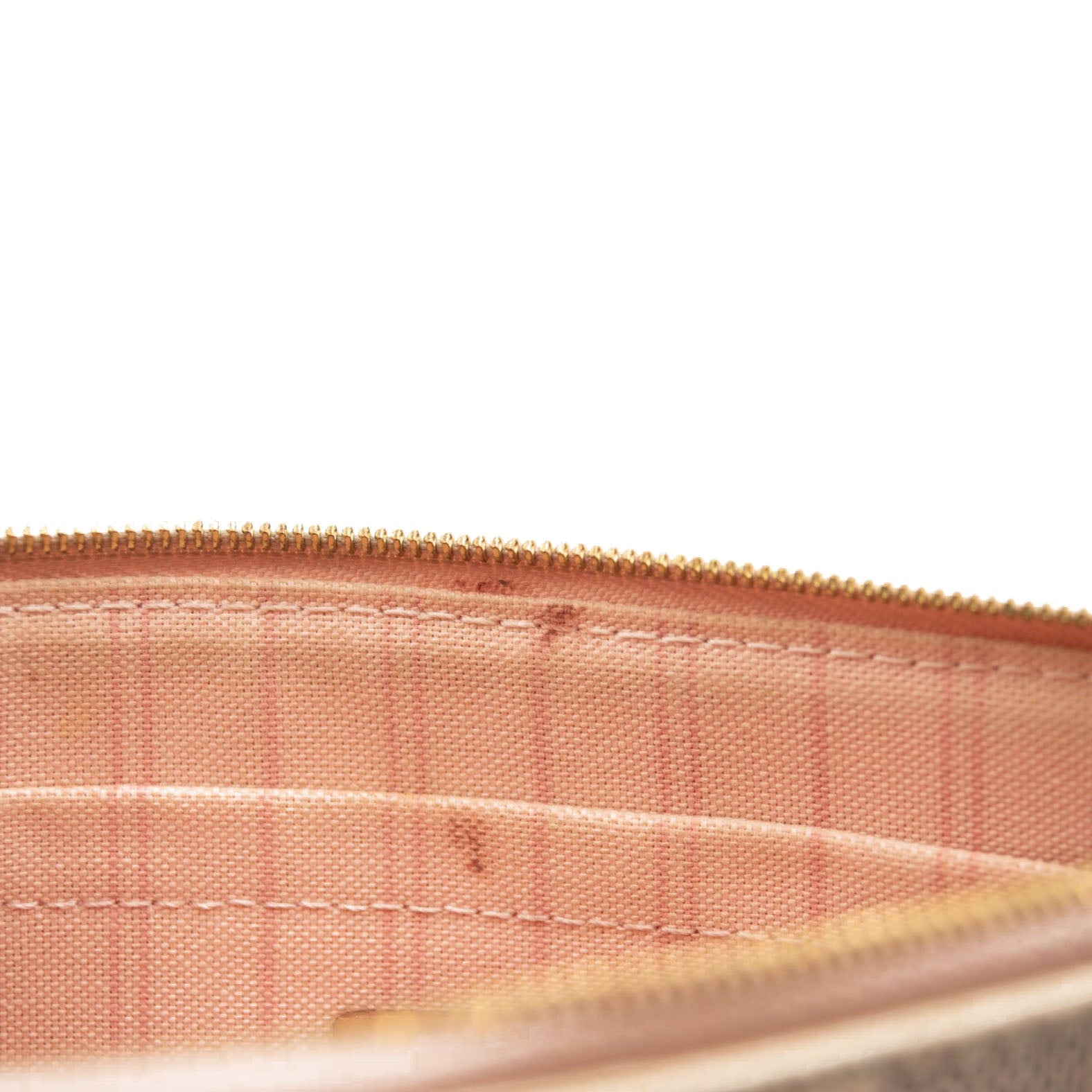 USED LOUIS VUITTON Damier Azur Neverfull MM GM Pochette in Rose Ballerine