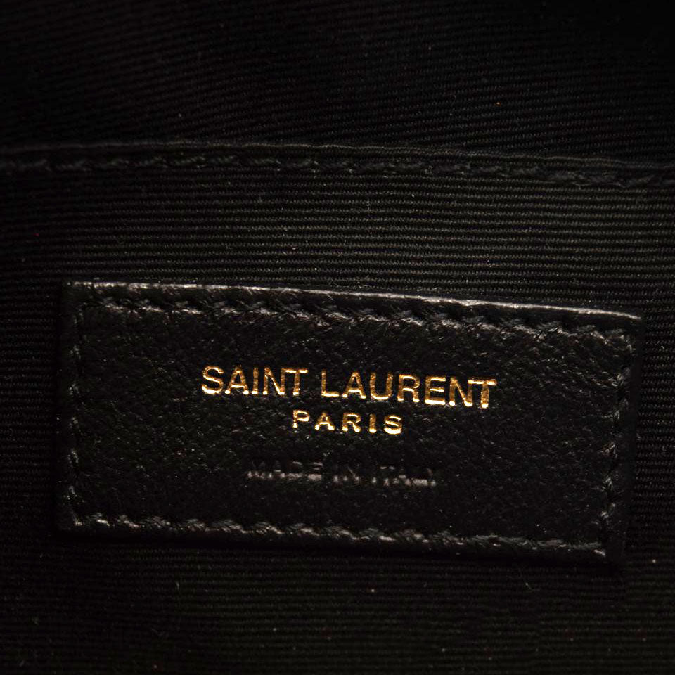 NEW SAINT LAURENT Grain De Poudre Matelasse Chevron Quilted Round Vinyle Camera Bag Black