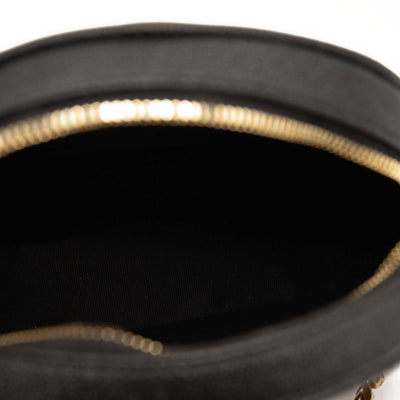 NEW SAINT LAURENT Grain De Poudre Matelasse Chevron Quited Round Vinyle Camera Bag Black